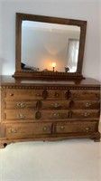 Long Maple 8-Drawer Dresser & Mirror