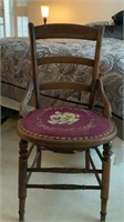 Antique Chair with Needlepoint Seat