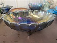 Carnival Glass Footed Bowl 12x8.5