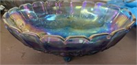 Carnival Glass Footed Bowl 12x8.5