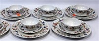 Limoges Set: 5 cups & saucers, 5 plates - 8.5" dia