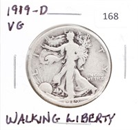 1919-D/VERY GOOD WALKING LIBERTY HALF DOLLAR