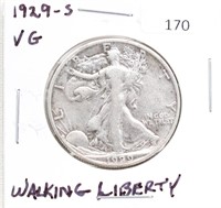 1929-S/VERY GOOD WALKING LIBERTY HALF DOLLAR