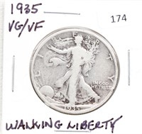 1935-P/VERY GOOD/VERY FINE WALKING LIBERTY HALF