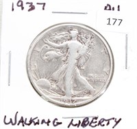 1937-P/AU WALKING LIBERTY HALF DOLLAR