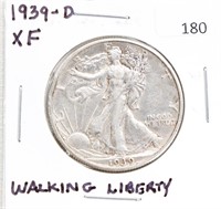 1939-D/EXTRA FINE WALKING LIBERTY HALF DOLLAR