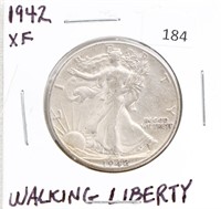 1942-P/EXTRA FINE WALKING LIBERTY HALF DOLLAR