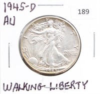 1945-D/AU WALKING LIBERTY HALF DOLLAR