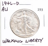1946-D/AU WALKING LIBERTY HALF DOLLAR