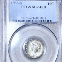 1938-S Mercury Silver Dime PCGS - MS 64 FB