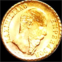 1865 Imperio Mexicano Gold 5 Pesos UNCIRCULATED