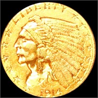 1914-D $2.50 Gold Quarter Eagle CLOSELY UNC