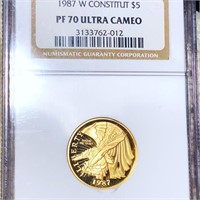 1987-W Constitution $5 Gold Coin NGC-PF70 ULT CAM