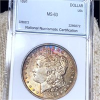 1891 Morgan Silver Dollar NNC - MS63