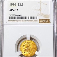 1926 $2.50 Gold Quarter Eagle NGC - MS62
