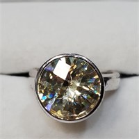 $320 Silver Yellow Cz Ring