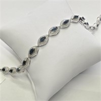 Certified Silver Natural Sapphire(4.3ct) Bracelet