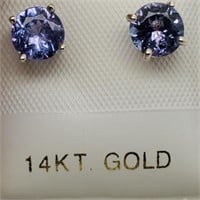 Certified 14K  Tanzanite(1.5ct) Earrings