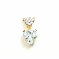 $160 10K  Aquamarine Diamond Pendant