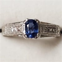 Certified  Sapphire(0.6ct) Diamond(0.4Ct,Si1-Si2,F