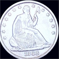 1868 Seated Half Dollar NEARLY UNCIRCULATED