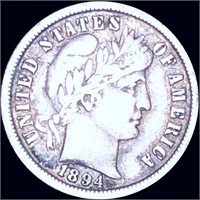1894-O Barber Silver Dime LIGHTLY CIRCULATED