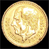 1945 Mexican Gold 2.5 Pesos CLOSELY UNCIRCULATED