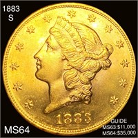 1883-S $20 Gold Double Eagle CHOICE BU