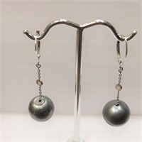 $5200 14K  Pearl Diamond(0.2ct) Earrings