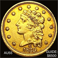 1839-O $2.50 Gold Quarter Eagle CHOICE AU