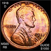 1918-D Lincoln Wheat Penny GEM BU RB