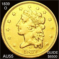 1839-O $2.50 Gold Quarter Eagle CHOICE AU