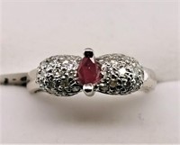 Certified 14K  Ruby(0.1ct) 36 Diamonds(I2-3, 0.22c