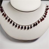 Certified 10K  Garnet(26ct) Necklace