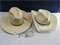 Lot(2) sz7.25/7.125 Straw type Cowboy Hats