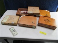 Lot (6) Wooden Cigar Boxes asst