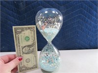 Glass 9" Turqoise Sand Timer w/ Speckless NEAT