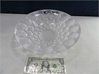 LALIQUE Paris Glass 11.5" Flower Inlaid Bowl EXC $
