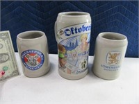 Lot (3) Stoneware Themed Beer Pottery Mugs