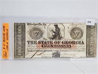 1862 State of Georgia $5 Obsolete Note