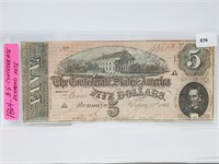1864 Richmond $5 Confederate Note