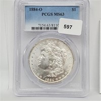 PCGS 1884-O MS63 90% Silver Morgan $1 Dollar