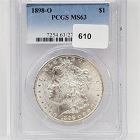 PCGS 1898-O MS63 90% Silver Morgan $1 Dollar