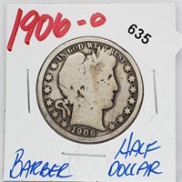 1906-O 90% Silver Barber Half $1 Dollar