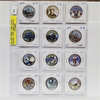 Twelve Clad JFK Half $1 w/WWII Comm Stickers