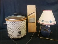 Crock pot, lamp and kraut cutter