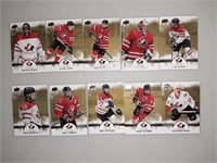 Lot of 10 Team Canada Juniors Gold cards