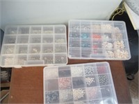 Lot of 3 Jewelry Bins with Beads