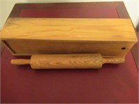 Rolling Pin and Wooden Box (Needs a Good Cleaning)
