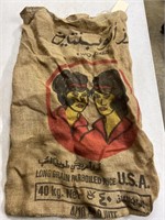 Two girls burlap bag